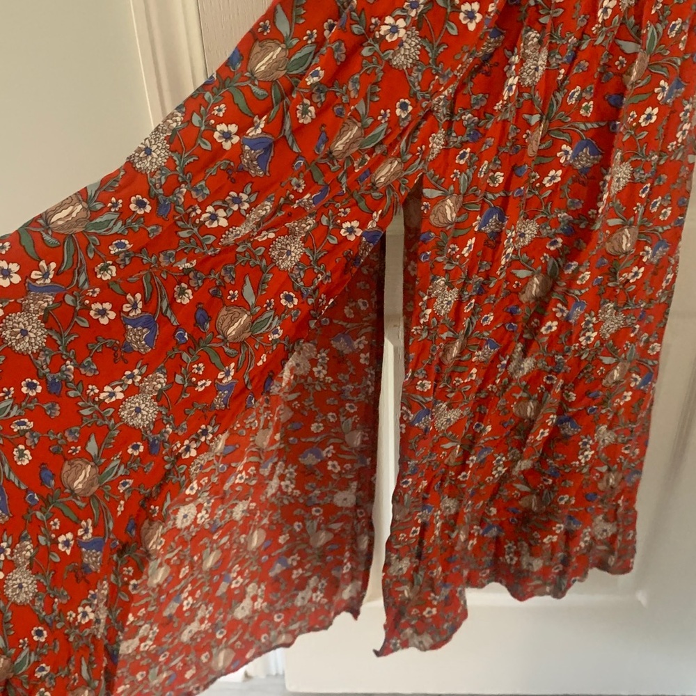 Natural‎ Life Patti Maxi, side slit floral Red Boho strap cottagecore size XS/S - Picture 6 of 12